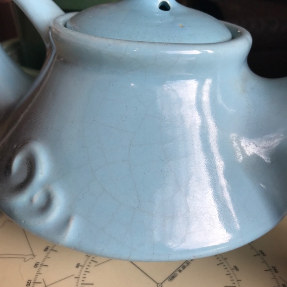 Vintage Beauce Blue Wave Teapot Set - Picture 3 of 10